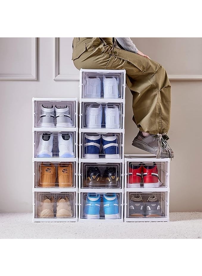 Darkness - DARKNESS Drop Front Foldable Shoe Organizer Storage Box - Collapsible Shoe Rack, Clear-Door Design for Effortless Shoe Management in Closet and Entryway - 4-Tier | - Image 1