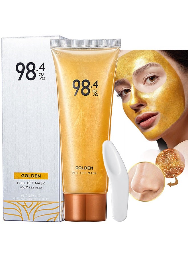 JOVIALITY Golden Foil Peel-Off Mask, Peel-Off Anti-Wrinkle Face Mask, 98.4% Beilingmei Gold Face Mask, 24K Gold Face Mask, Gold Foil Tear-Off Mask For Skin Moisturizing And Deeply Cleans, 80G - Image 1