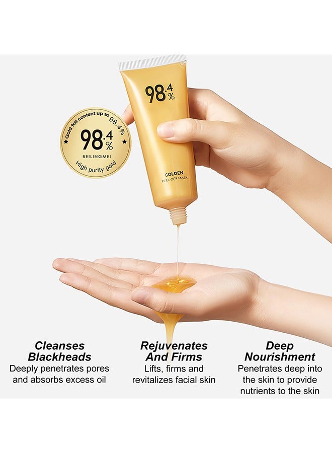 JOVIALITY Golden Foil Peel-Off Mask, Peel-Off Anti-Wrinkle Face Mask, 98.4% Beilingmei Gold Face Mask, 24K Gold Face Mask, Gold Foil Tear-Off Mask For Skin Moisturizing And Deeply Cleans, 80G - Image 3