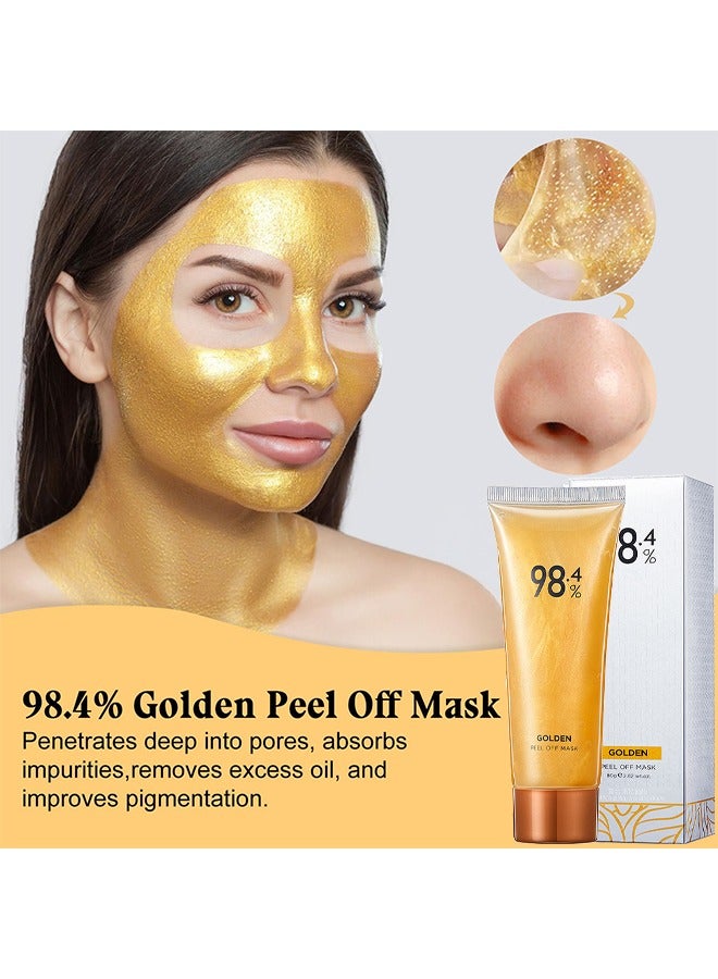 JOVIALITY Golden Foil Peel-Off Mask, Peel-Off Anti-Wrinkle Face Mask, 98.4% Beilingmei Gold Face Mask, 24K Gold Face Mask, Gold Foil Tear-Off Mask For Skin Moisturizing And Deeply Cleans, 80G - Image 5