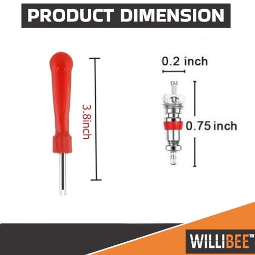 WILLIBEE Valve Core Remover Tool with Car Motorcycle Bike Truck Replacement TPMS Nickel Plated Tire Tyre Valve Stem Core Part (100Pcs) - Image 2