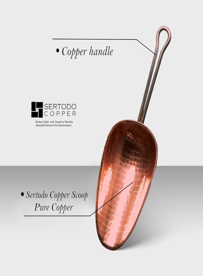 Sertodo Copper Scoop for Ice and Dry goods | Pure Copper, Heavy Gauge, Hand Hammered | Copper Handle | 1.5 Cup Capacity - Image 3