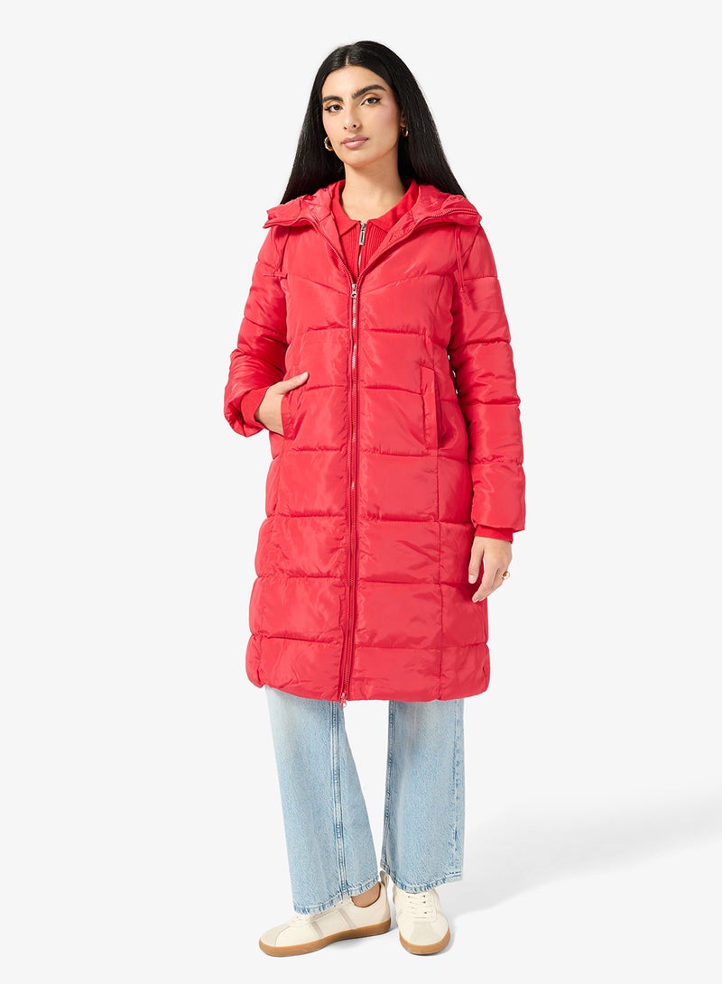 ايلا جاكيت مبطن متوسط الطول بغطاء رأس - Image 1