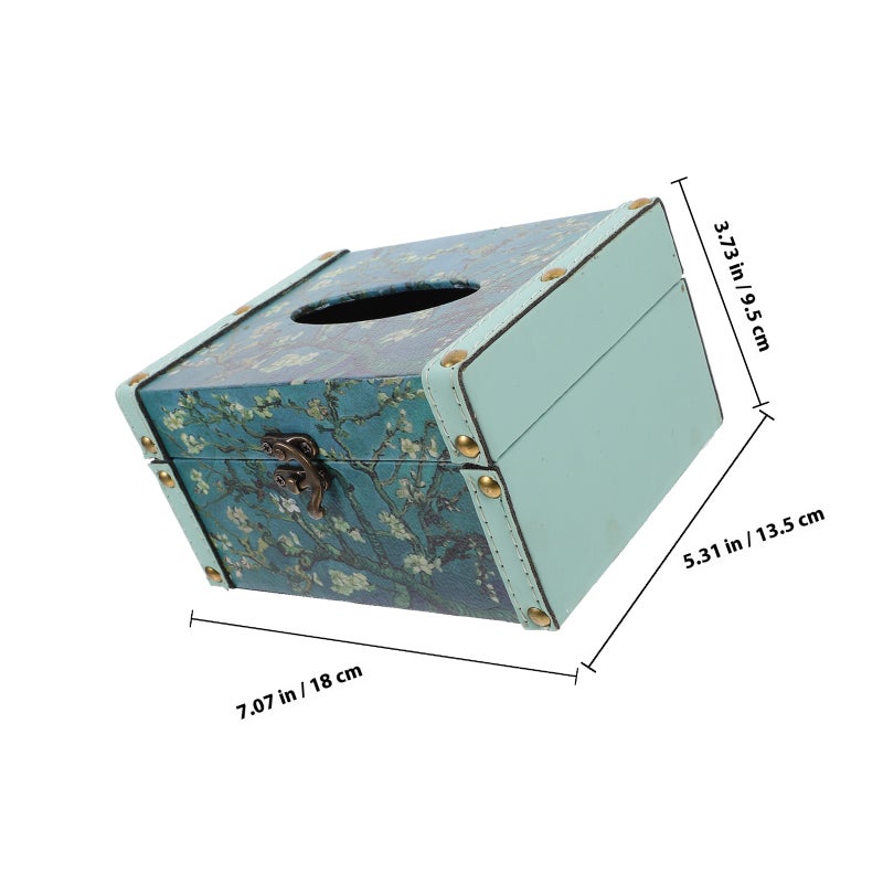 Retro Tissue Box Cover Tissue Paper Dispenser Desktop Wood Napkin Holder Rectangular Tissue Box Cover Wood Tissue Paper Holder Wood Paper Case - Image 2