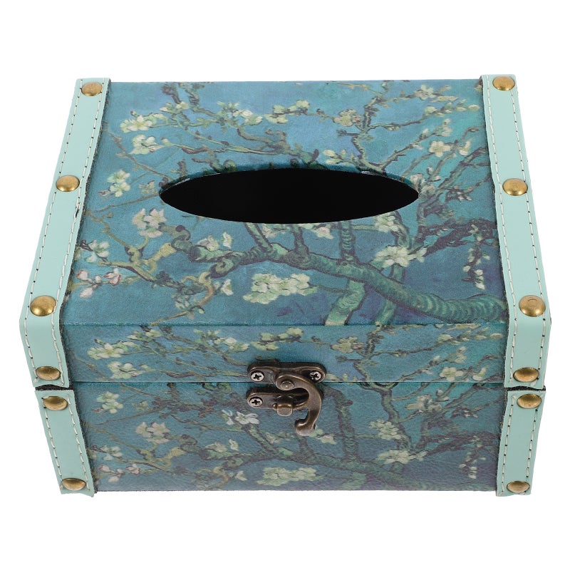 Retro Tissue Box Cover Tissue Paper Dispenser Desktop Wood Napkin Holder Rectangular Tissue Box Cover Wood Tissue Paper Holder Wood Paper Case - Image 1