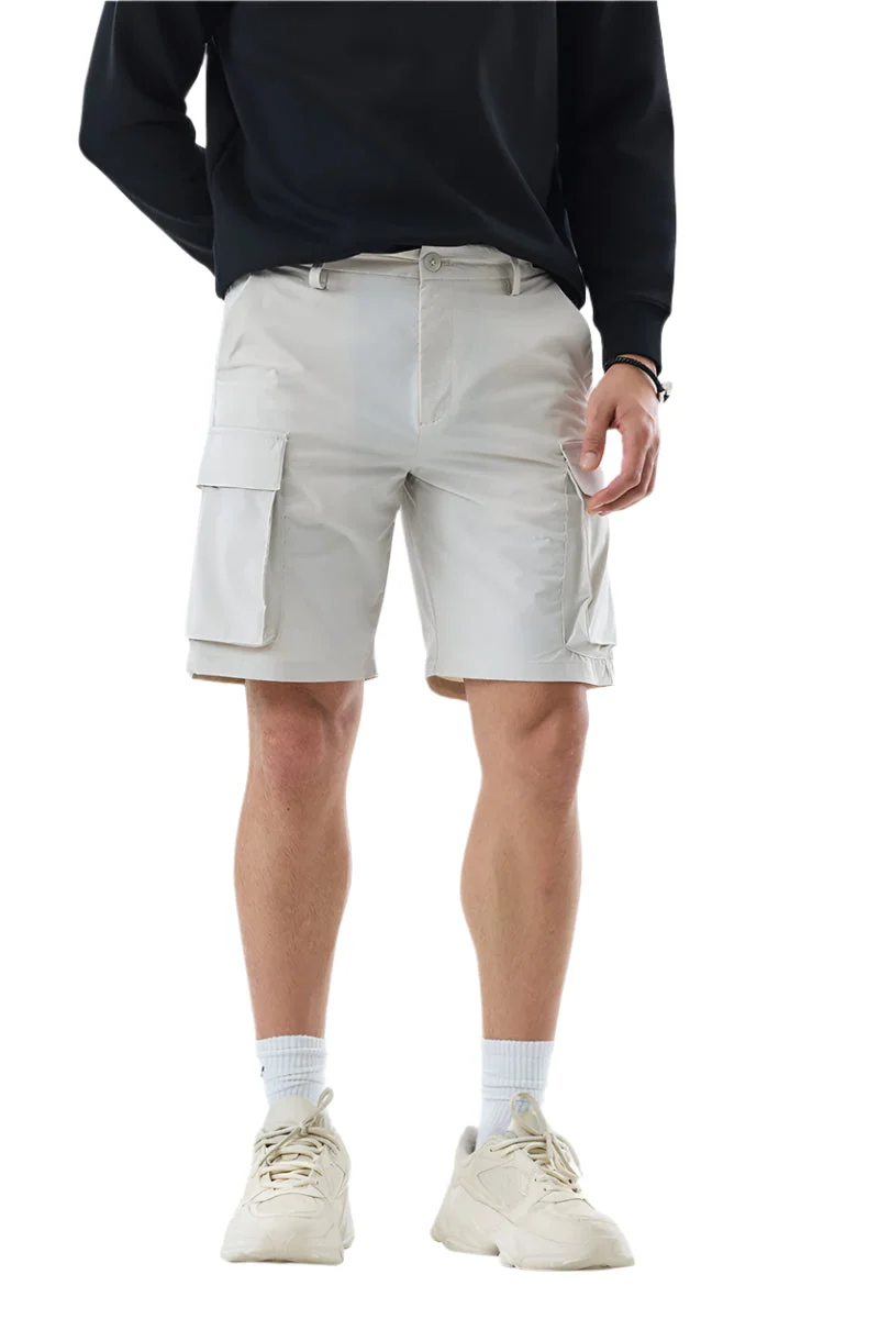 سنيتش Cream Solid Regular Fit Shorts