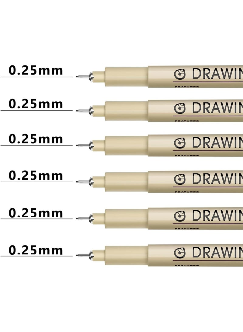 NIIMBOT 6 Pcs Black Extra Fine Point Writing Pens, 0.25mm Ultra Thin Micron Pen 01 No Bleed Bible Journaling Study Supplies Annotation Smooth Waterproof Micro Line Tip Fineliner Gel Felt Ink Markers Stuff  - Image 2