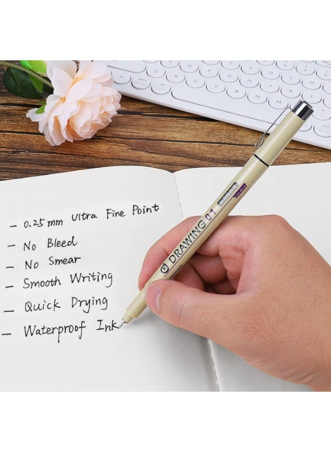 NIIMBOT 6 Pcs Black Extra Fine Point Writing Pens, 0.25mm Ultra Thin Micron Pen 01 No Bleed Bible Journaling Study Supplies Annotation Smooth Waterproof Micro Line Tip Fineliner Gel Felt Ink Markers Stuff  - Image 5