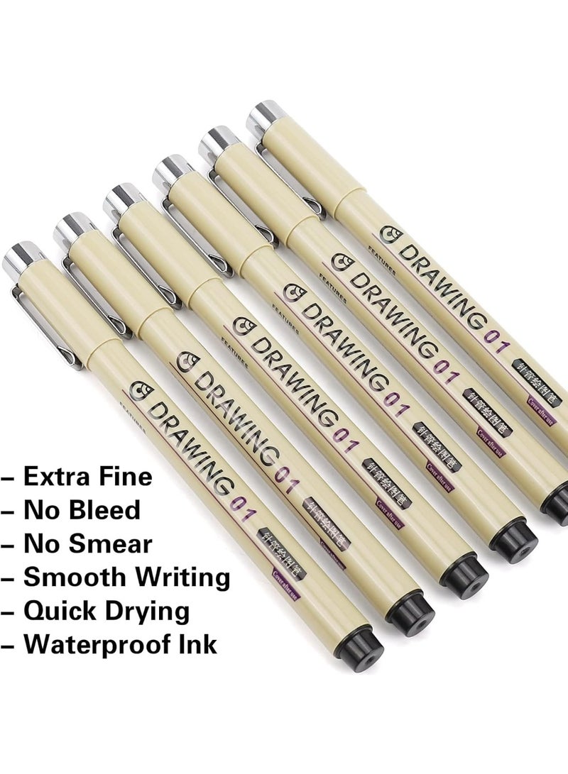 NIIMBOT 6 Pcs Black Extra Fine Point Writing Pens, 0.25mm Ultra Thin Micron Pen 01 No Bleed Bible Journaling Study Supplies Annotation Smooth Waterproof Micro Line Tip Fineliner Gel Felt Ink Markers Stuff  - Image 3