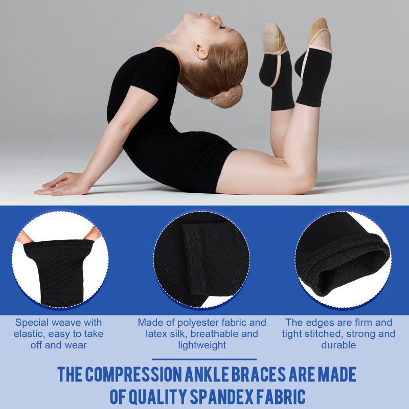 Tarpop 2 Pairs Kids Ankle Brace Set Foot Support Stabilizer Wraps Protector Guard Knitted Ankle Sleeve Sock Support Compression Socks for Injury Prevention(Black,Medium) - Image 3