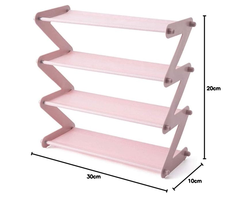 Pink Shoe Rack With Stackable 4-Tier Design For 8-10 Pairs - Tool-Free Assembly Expandable Shoe Storage For Narrow Spaces - Multifunctional Organizer For Entryway Closet - Image 3