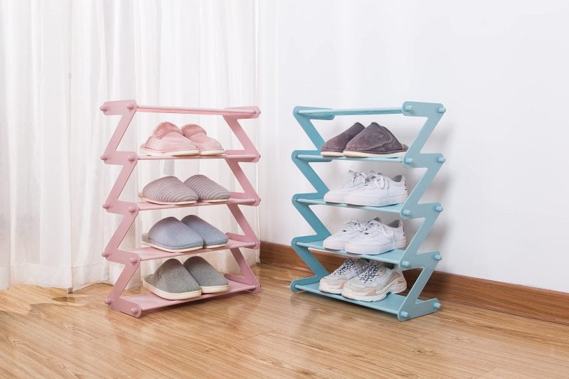Pink Shoe Rack With Stackable 4-Tier Design For 8-10 Pairs - Tool-Free Assembly Expandable Shoe Storage For Narrow Spaces - Multifunctional Organizer For Entryway Closet - Image 4