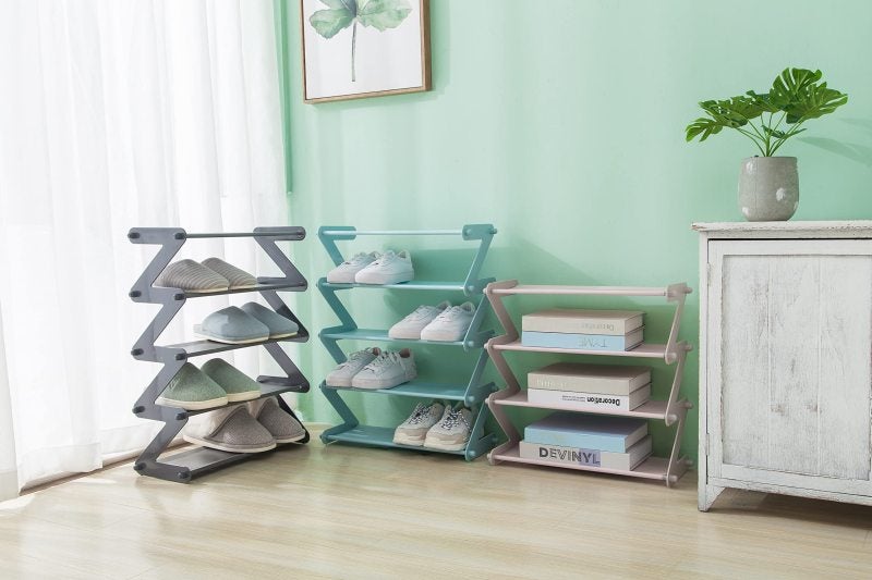 Pink Shoe Rack With Stackable 4-Tier Design For 8-10 Pairs - Tool-Free Assembly Expandable Shoe Storage For Narrow Spaces - Multifunctional Organizer For Entryway Closet - Image 2