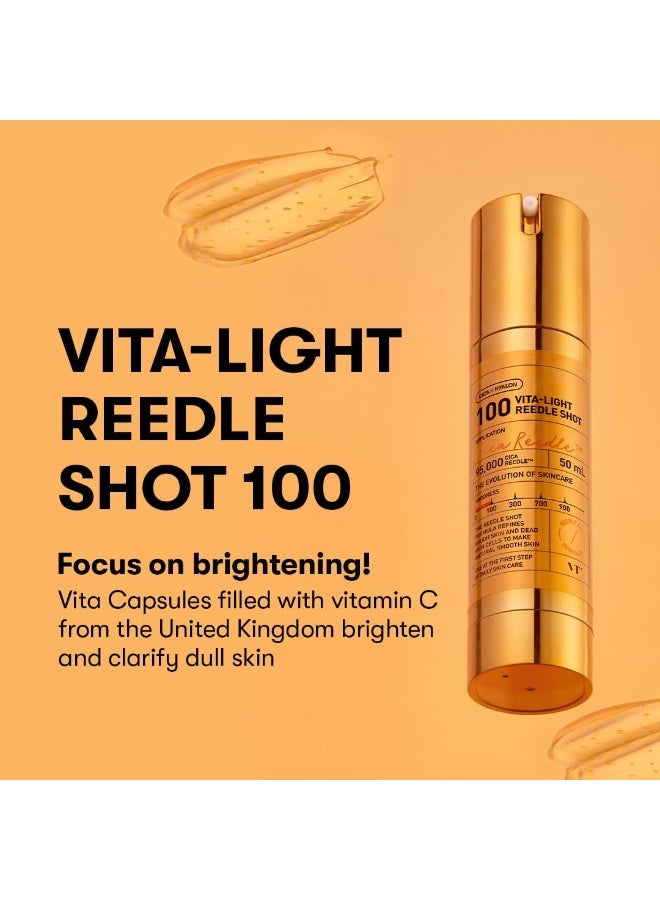 في تي كوزمتيكس في تي مستحضرات التجميل سيكا ريدل شوت 100 جوهر | Daily Face Essence, مركب كينتيلا، حمض الهيالورونيك، مستخلص البروبوليس الأخضر لجميع أنواع البشرة، 50 مل (Vita-Light Reedle Shot 100) - Image 2