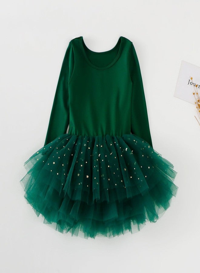 Tutu.kk Toddler Girls Ballet Tutu Dresses Long Sleeve Sequin Tulle Ballerina Outfits Dance Leotards Green 12-24M - Image 2