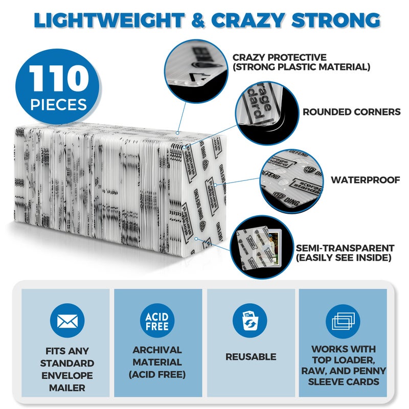 Storage Standard Trading Card Shipping Protectors - Premium Ultra Strong Plastic Inserts - 110 Pack - 3.5'' x 4.5'' - Image 3