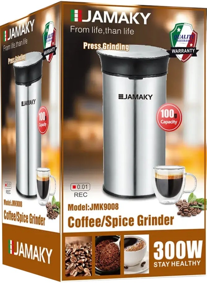 Jamaky Coffee Grinder, 300 Watt, Silver, JMK9008 - Image 2