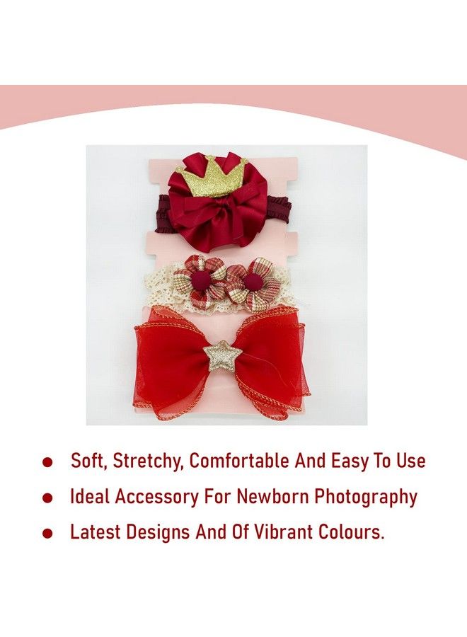 Syga 3 Pcs Children Girl Baby Elastic Hairband Princess Wind Bow Flower Headband Suit Baby Headdress Photo Hair Accessories For 0 3 Years (Color 1025) Multicolor - Image 5