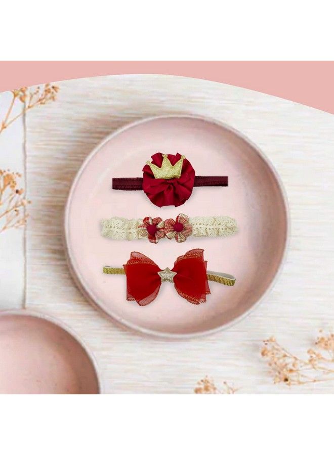 Syga 3 Pcs Children Girl Baby Elastic Hairband Princess Wind Bow Flower Headband Suit Baby Headdress Photo Hair Accessories For 0 3 Years (Color 1025) Multicolor - Image 3