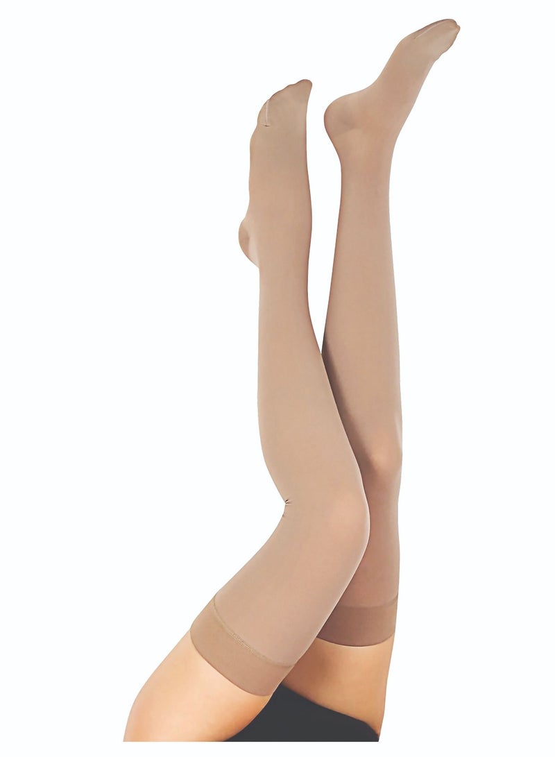 GO SILVER Over Knee High Compression Socks,Class 1 (18-21 mmHG) Closed Toe with Silicon Flesh - Image 2