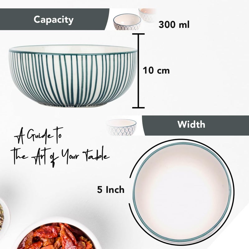 Ekhasa Ceramic Bowl Set for Kitchen (Microwave Safe, 2 Pcs, 300ml) | Ideal for Serving, Soup Bowl, Salad Bowl, Ramen Bowl, Pasta Bowl, Maggie Bowl, Noodle Bowl, Rice, Oats & Fruit Bowl - Image 2