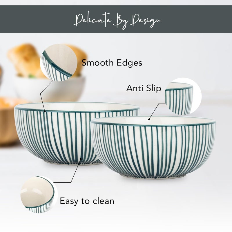 Ekhasa Ceramic Bowl Set for Kitchen (Microwave Safe, 2 Pcs, 300ml) | Ideal for Serving, Soup Bowl, Salad Bowl, Ramen Bowl, Pasta Bowl, Maggie Bowl, Noodle Bowl, Rice, Oats & Fruit Bowl - Image 3