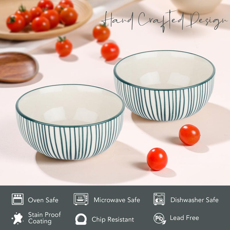 Ekhasa Ceramic Bowl Set for Kitchen (Microwave Safe, 2 Pcs, 300ml) | Ideal for Serving, Soup Bowl, Salad Bowl, Ramen Bowl, Pasta Bowl, Maggie Bowl, Noodle Bowl, Rice, Oats & Fruit Bowl - Image 4