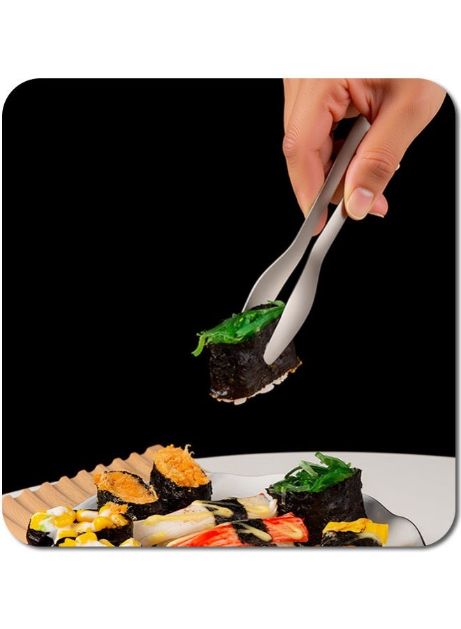 6" Stainless Steel Serving Tongs, Silver Food & Ice Tongs for Food Buffet Appetizer Salad - Image 3