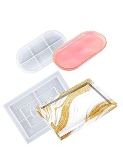 KASTWAVE Silicone Tray, Resin Mold Large Rectangle Rolling Tray Mold Oval Epoxy Casting Coaster Mold Resin Board Mold Jewelry Holder Mold Fruit Snack Plate Tray Mold with Edge for Home Decor 2 Pcs  - Image 1