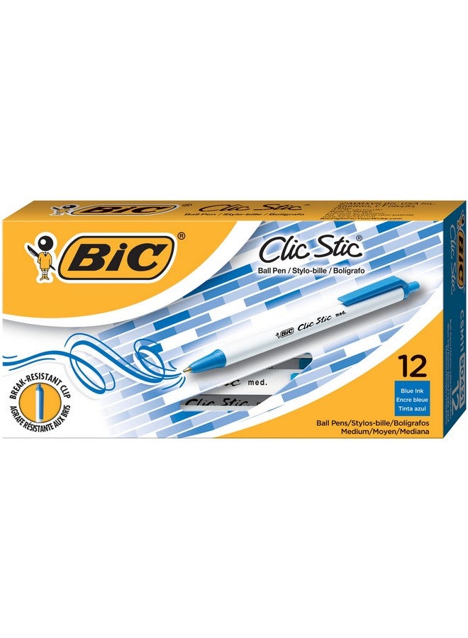 BIC Clic Stic Retractable Ball Pen, Medium Point (1.0mm), Blue, 12-Count - Image 1