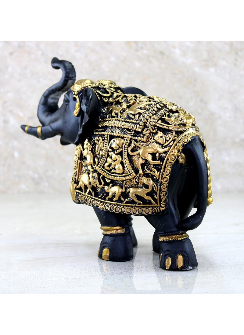 ESPLANADE eSplanade Resin Elephant Sculpture Showpiece Figurine  Decorative Items  Home Decor  BlackGolden  85 Inches Length  - Image 5