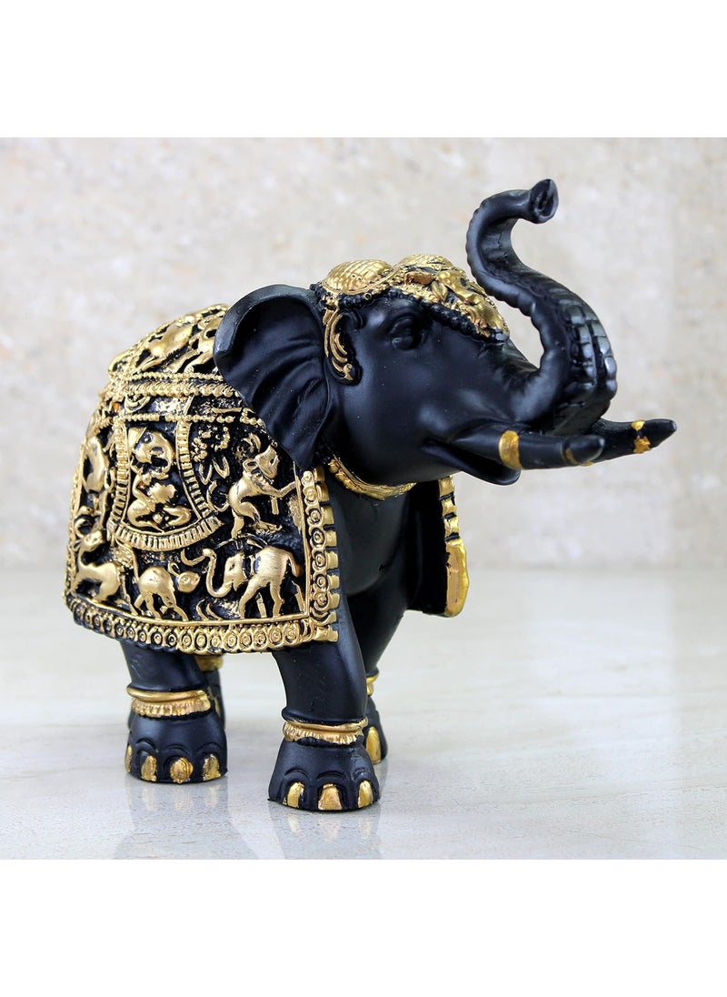 ESPLANADE eSplanade Resin Elephant Sculpture Showpiece Figurine  Decorative Items  Home Decor  BlackGolden  85 Inches Length  - Image 3