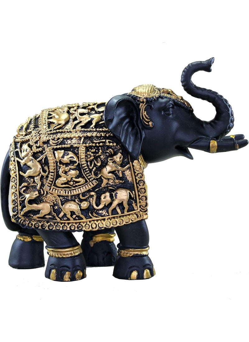 ESPLANADE eSplanade Resin Elephant Sculpture Showpiece Figurine  Decorative Items  Home Decor  BlackGolden  85 Inches Length  - Image 1