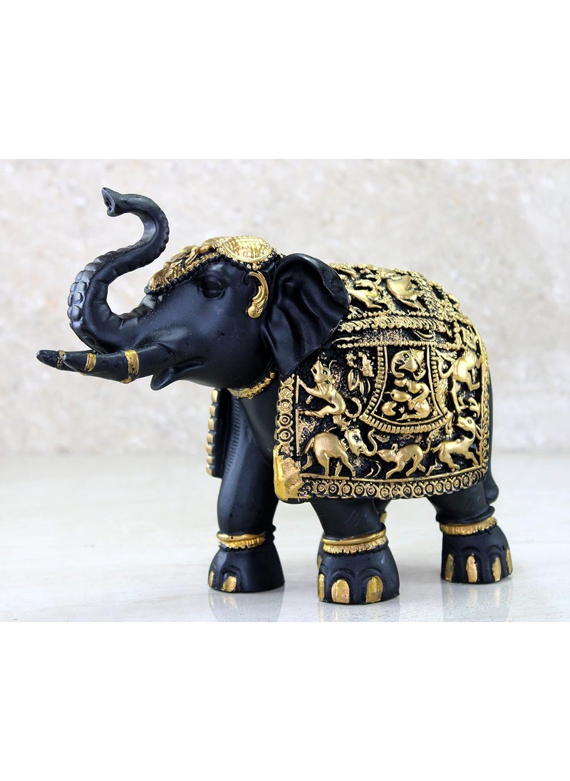 ESPLANADE eSplanade Resin Elephant Sculpture Showpiece Figurine  Decorative Items  Home Decor  BlackGolden  85 Inches Length  - Image 4