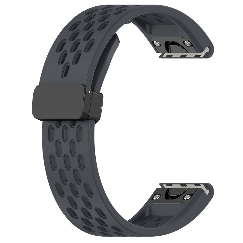 S-TOP For Garmin D2 Bravo / Quaitx 3 Quick Release Holes Magnetic Buckle Silicone Watch Band(Dark Gray) - Image 3