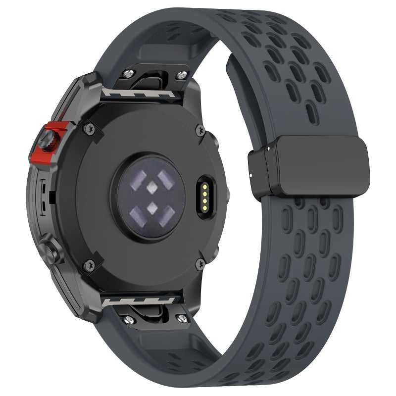 S-TOP For Garmin D2 Bravo / Quaitx 3 Quick Release Holes Magnetic Buckle Silicone Watch Band(Dark Gray) - Image 2