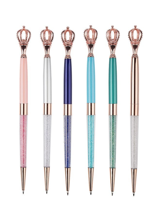 YOUMI Ballpoint pen, 6Pcs crown crystal metal pen, sparkling cute pen, Personalized Crystal Pens，Black Ink Glitter Diamond Pen for Note, Tab, Office School Stationery Supplies (set 9) - Image 1