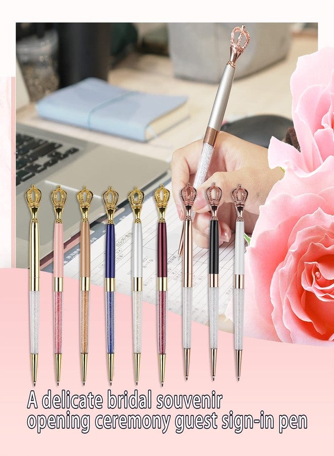 YOUMI Ballpoint pen, 6Pcs crown crystal metal pen, sparkling cute pen, Personalized Crystal Pens，Black Ink Glitter Diamond Pen for Note, Tab, Office School Stationery Supplies (set 9) - Image 5