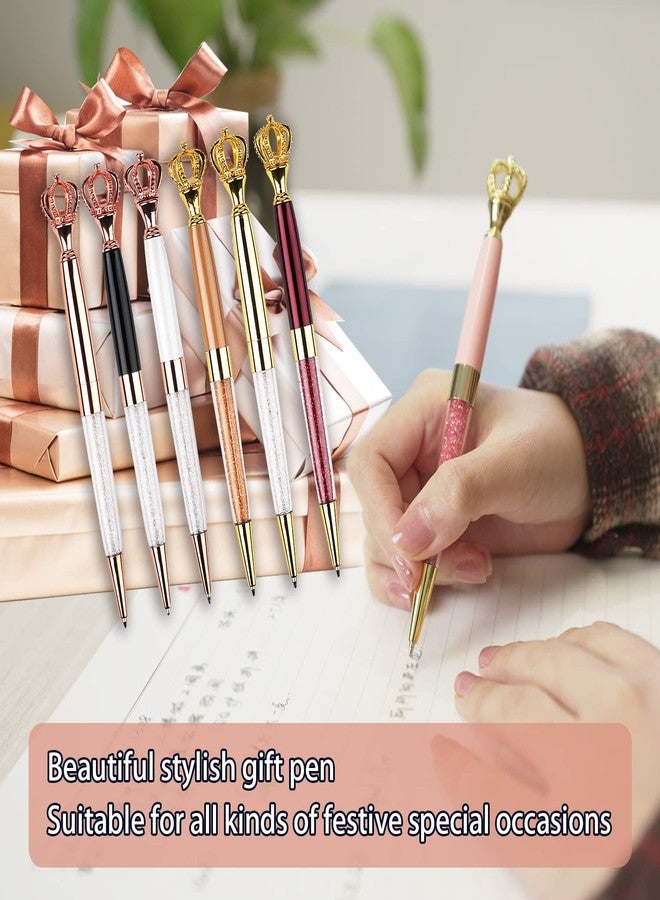 YOUMI Ballpoint pen, 6Pcs crown crystal metal pen, sparkling cute pen, Personalized Crystal Pens，Black Ink Glitter Diamond Pen for Note, Tab, Office School Stationery Supplies (set 9) - Image 3