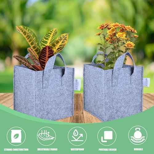 Oriley Grow Bag Heavy Duty Geo Fabric Plants Flower Growing Bags Floor Standing Mount Type for Home Garden Balcony Nursery (Grey, Square, 300 GSM 15x15x15 inch Pack of 2) - Image 4