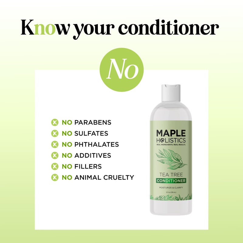 Maple Holistics Tea Tree Conditioner for Dry Hair - Tea Tree Oil Conditioner for Oily Hair and Sulfate Free Conditioner for Dry Hair - Cleansing Conditioner and Tea Tree Dry Scalp Care with Tea Tree Oil for Hair - Image 4