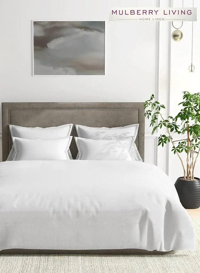 Mulberry Living 100% Cotton - 1000Tc Duvet Cover Bedsheet With 2 Pillow Covers - White