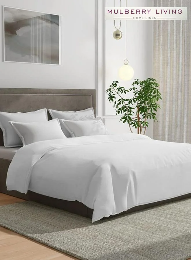 Mulberry Living 100% Cotton - 1000Tc Duvet Cover Bedsheet With 2 Pillow Covers - White