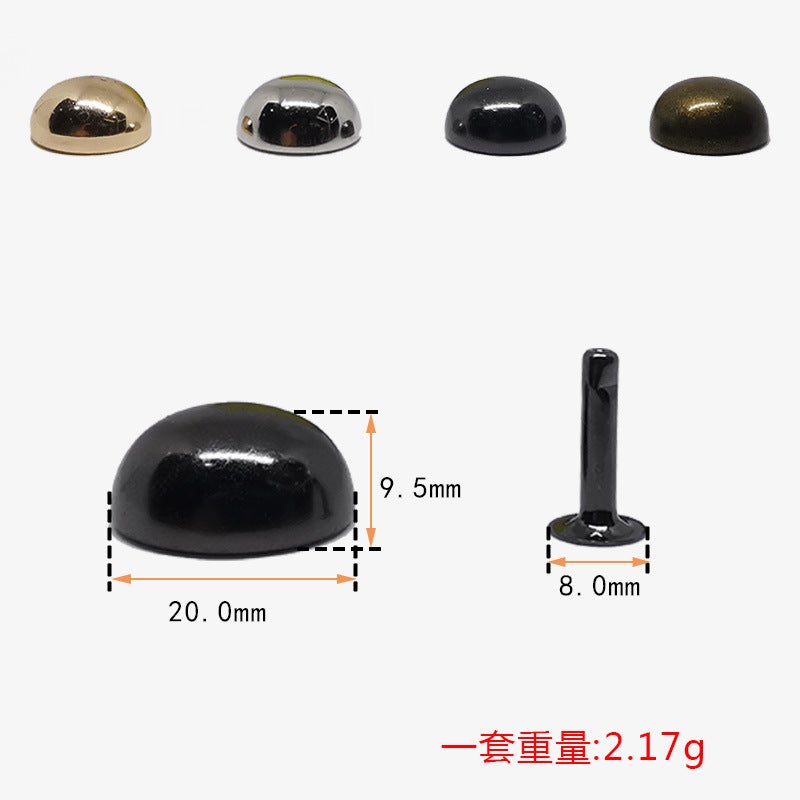 Round Head Rivets DIY Fashion Accessory Crafts 20mm mushroom nail + 15mm horn foot 