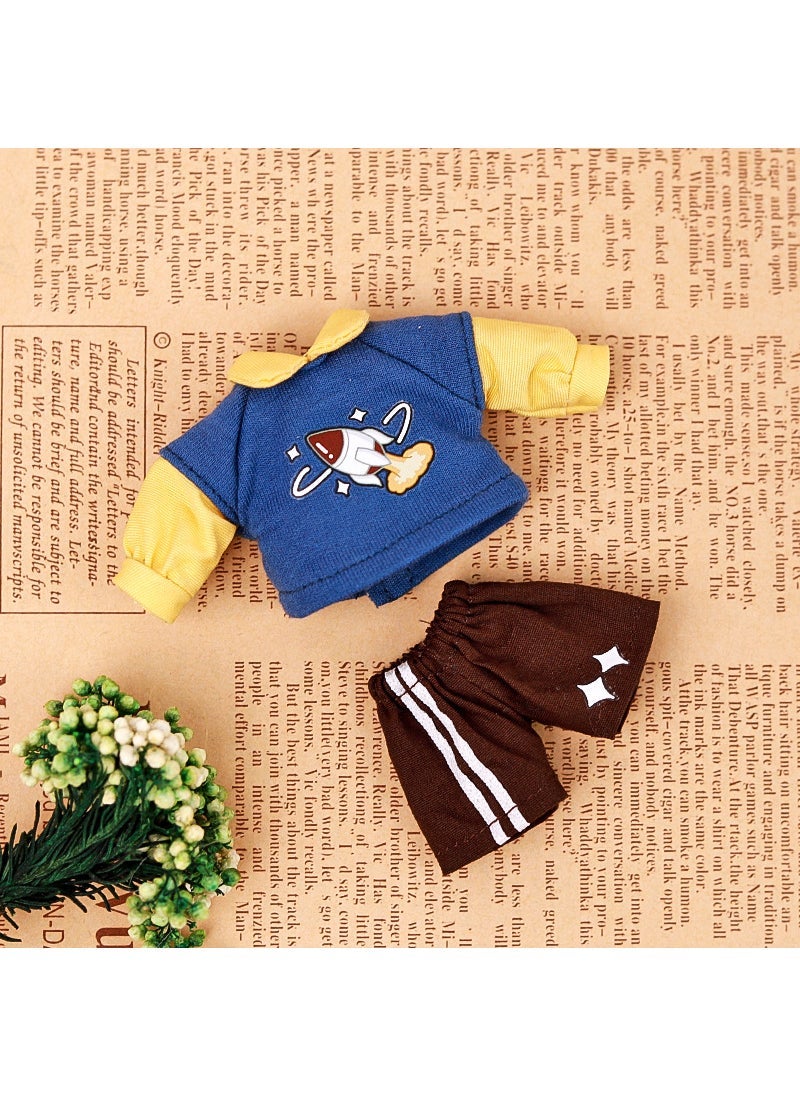 OB11 Doll Clothing Set Sweater Outfit Blue and yellow hoodie suit