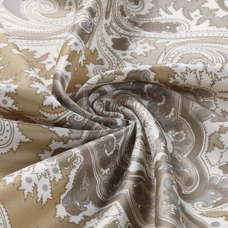 BESTRIPES Long Fabric Shower Curtain, Beige and Grey Printed Boho Paisley Damask Pattern Shower Curtains for Bathroom, Waterproof Bathroom Curtains, 72" W x 78" H - Image 2
