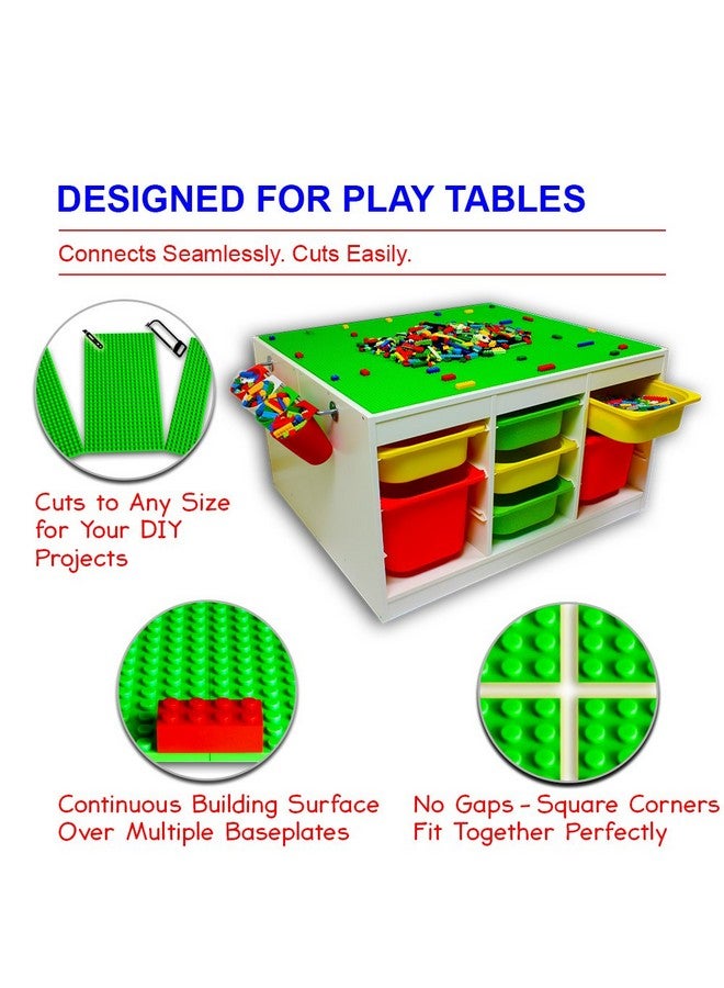 Brickyard Building Blocks Lego Compatible Baseplate - Pack Of 4 Large 10 X 10 Inch Base Plates For Toy Bricks, Stem Activities & Display Table - Green, Blue  - Image 2