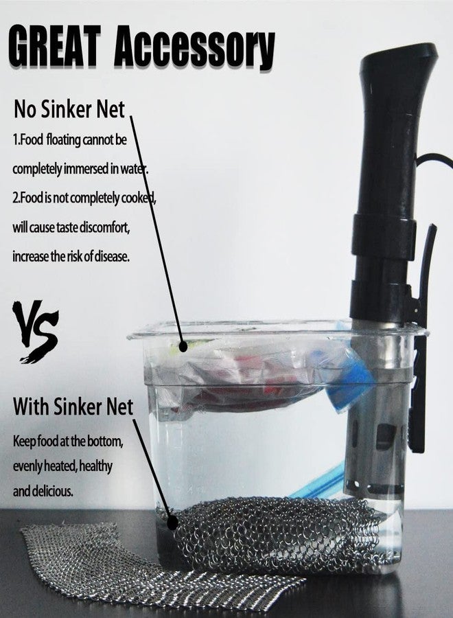 daarcin Sous Vide Weights 1LB,Food Grade 316 Stainless Steel Sinker Weight Net for Sous Vide Cooking,Reusable Sous Vide Cooking Accessory, Keep Food Submerged with 4pcs S Hooks - Image 2