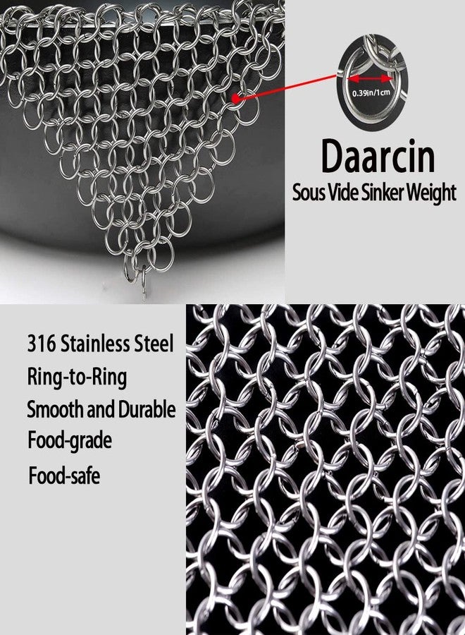 daarcin Sous Vide Weights 1LB,Food Grade 316 Stainless Steel Sinker Weight Net for Sous Vide Cooking,Reusable Sous Vide Cooking Accessory, Keep Food Submerged with 4pcs S Hooks - Image 5