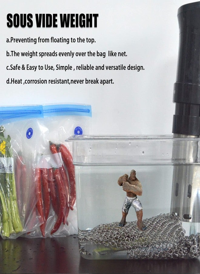 daarcin Sous Vide Weights 1LB,Food Grade 316 Stainless Steel Sinker Weight Net for Sous Vide Cooking,Reusable Sous Vide Cooking Accessory, Keep Food Submerged with 4pcs S Hooks - Image 3